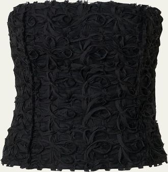 Akris 3D Floral Embroidered Bustier Top