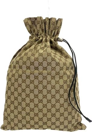 Gucci Brown Canvas Leather Handbag Pouch Shoulder Bag Tote Bag (Pre-Owned)
