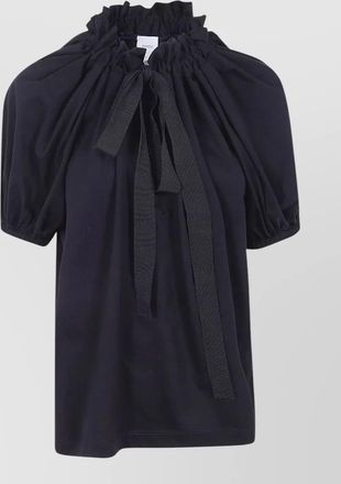 Patou jersey top tie neck ruffle sleeves