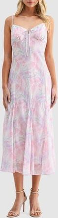 Lush Sweetheart Tie Neck Midi Dress in Pink Lilac at Nordstrom Rack, Size X-Small