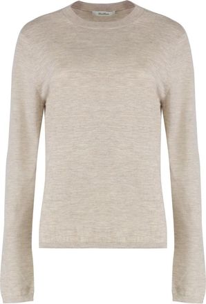 Max Mara Beige Crew Neck Wool Sweater