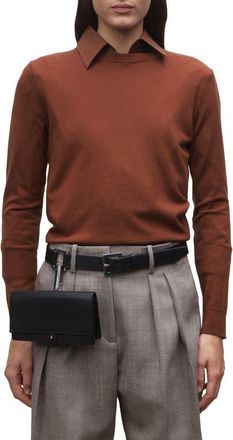 Mango Crewneck Wool Sweater in Russet at Nordstrom, Size X-Small