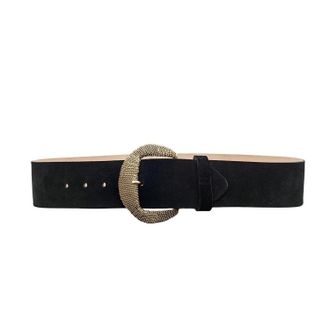 L'agence Womens The Roden Sculpted Texture Belt In Black Suede