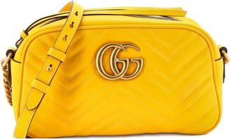 Gucci Borsa a tracolla GG Marmont piccola in pelle matelass&eacute; - Giallo
