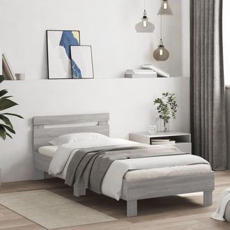 Berkfield Home Bed Frame without Mattress with Headboard Grey Sonoma 90x200 cm