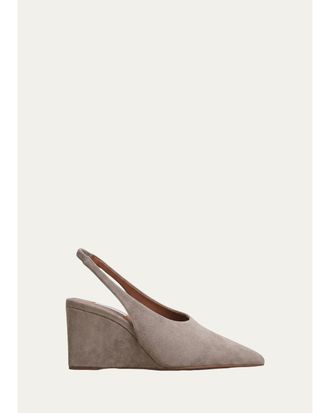 Alaia 75mm Cube Suede Slingback Pumps