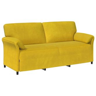 vidaXL Sof&aacute; De 3 Plazas Amarillo 198 X 83 X 95 Cm Terciopelo Vidaxl