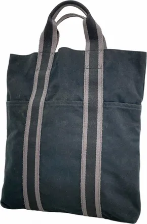 Herm&egrave;s Black Canvas Tote Bag (Pre-Owned)