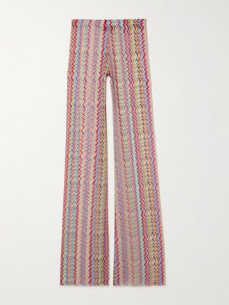 Missoni Pantaloni A Gamba Larga In Mesh Stretch A Righe - Rosa