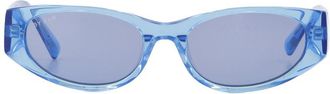 by FAR Womens Sunglasses Texas Matt Metal Silver Tone Blue Others Accessories