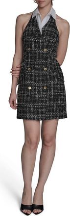 BCBGeneration Tweed Halter Neck Dress in Black Multi at Nordstrom, Size 12