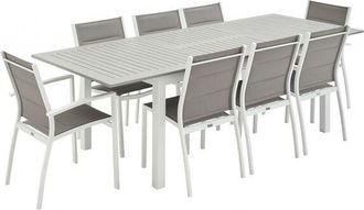 Sweeek 8-seater extendable aluminium garden table set with chairs White 244x100x75 cm - Chicago 8