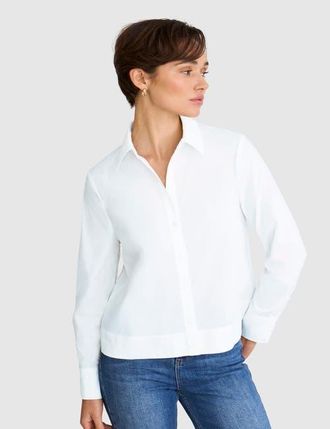 Hobbs London Andie Long Sleeve Button Up Shirt in White at Nordstrom, Size 12