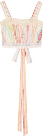 Hayley Menzies broderie lace cotton crop top - women - Cotton - L - Pink