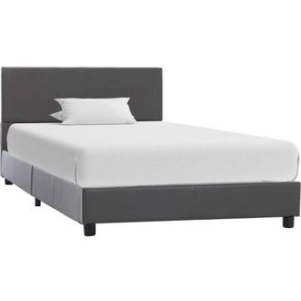 vidaXL Estructura De Cama Sin Colch&oacute;n Cuero Sint&eacute;tico Gris 90x200 Cm Vidaxl