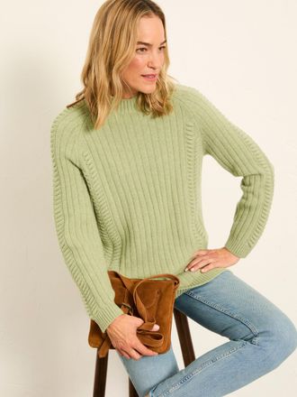 Fat Face FatFace Hazel Khaki Green Longline Knitted Jumper