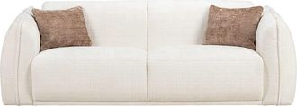 VENTE-UNIQUE.COM Sof&aacute; fijo poli&eacute;ster 2 plazas beige 205x90cm