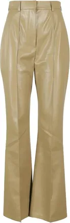 Nanushka Wide Broeken - Dames - Wijde Broeken - Bruin - XS - Polyester - Broeken