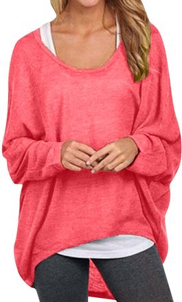Generic Ladies Jumpers Size 20 Womens Batwing Sleeve Pullover Tops Off Shoulder Loose Oversized Baggy Sweater Shirts Casual T Shirt Blouses Clothing Ladies Ju