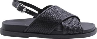 Geox Rabbi Flat Sandalen - Dames - Sandalen - Zwart - 38 EU - Leer - Schoenen