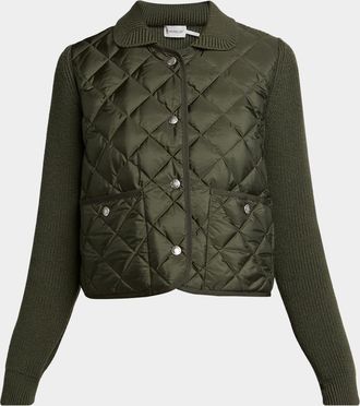 Moncler Diamond Quilted Padded Wool Cardigan