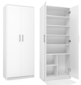 OEM Librer&iacute;a Cerrada Blanca Mate - 8 Estantes, 2 Puertas - Universal Para Sal&oacute;n, Despacho, Habitaci&oacute;n Infantil