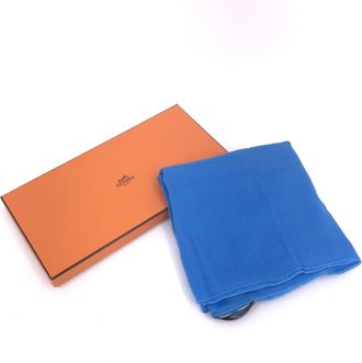 Herm&egrave;s Blue Silk Womens Scarf (Pre-Owned)