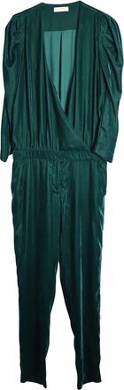 BA&SH Ba & Sh Surplice Top Jumpsuit in Green Velvet