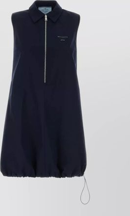 Prada poplin mini dress sleeveless drawstring hem