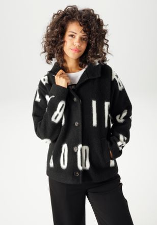 Aniston Fleecejacke ANISTON CASUAL, Damen, Gr. 36, schwarz-weiss (schwarz, wei&szlig;), Fleece, Obermaterial: 100% Polyester. Futter: 100% Polyester, gemustert, l&auml;s