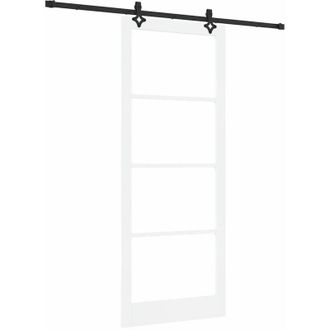 vidaXL Vidaxl - Puerta Corrediza Manual Blanco 93 X 232 Cm Madera Y Metal