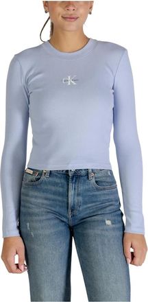 Calvin Klein Jeans Tops, Dames, Blauw, 2Xs, Katoen, A-Ls Monogram Baby