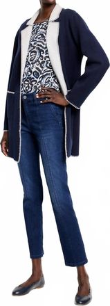 Nic+Zoe Cool Nights Reversible Knit Jacket In Indigo