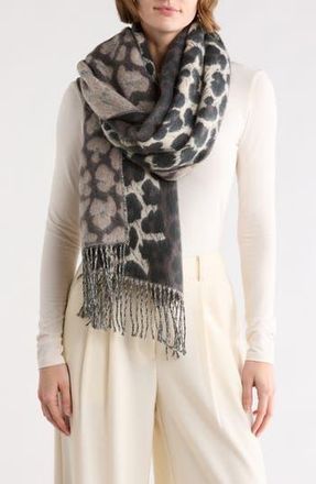 AllSaints Leopard Print Scarf in Grey Leopard at Nordstrom Rack