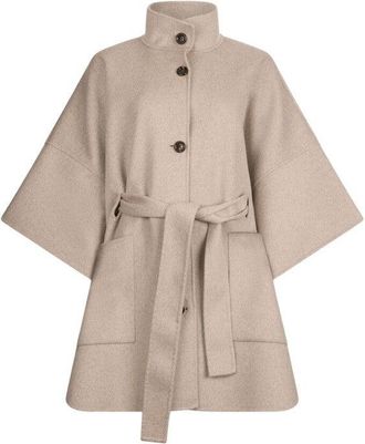 Liu Jo High Stand Collar Wool Blend Coat With Kimono Sleeves