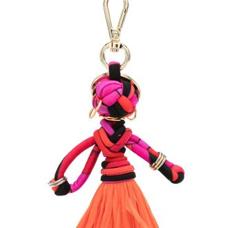 Emilio Pucci Iride-Print Raffia Doll Keyring - Orange