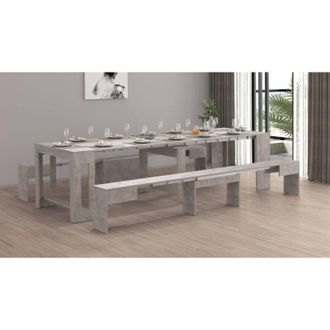 Dmora Dmora - Banco Torquato, Juego De 2 Asientos Para Mesa De Comedor, Bancos Extensibles, 290x25h45 Cm, Gris