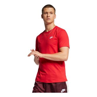 Nike Solid Color Embroidered Small Round Neck Short Sleeve Red AR4999-657
