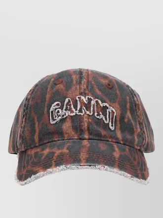 Ganni cotton leopard-print baseball cap