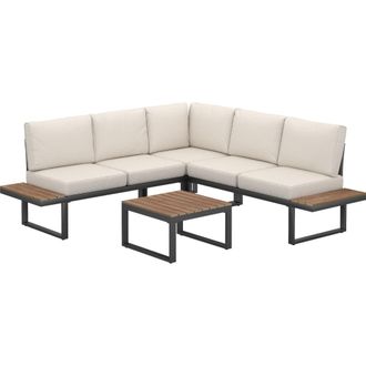 TecTake Conjunto de sal&oacute;n de jard&iacute;n 4 piezas y estructura de aluminio, negro