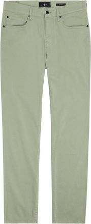 7 For All Mankind Slimmy Tapered-leg Stretch-sateen Chino Trousers - Light Green - 38 (W38 / Xxl)