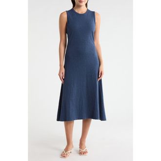 Melrose and Market Sleeveless Cotton Jersey Midi Dress in Navy Heather at Nordstrom Rack, Size X-Small