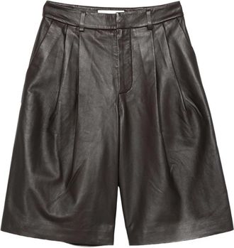 Yves Salomon Pleated Leather Shorts