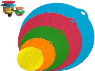 OEM Tapas De Silicona, 5 Piezas En Diferentes Tama&ntilde;os, Tapas De Silicona Frescas, Hornos Y Refrigeradores (azul, Rojo, Verde, Amarillo, Naranja)