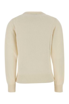 Ganni Womens Ivory Wool Blend Sweater Egret Maglieria