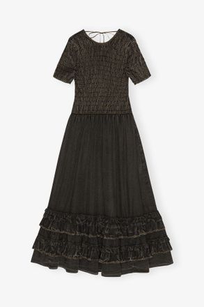 Ganni Black Washed Smock Dress - Size 10/12 Organic Cotton