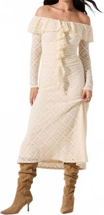 Astr Dorian Ruffle Off Shoulder Dress In Cream