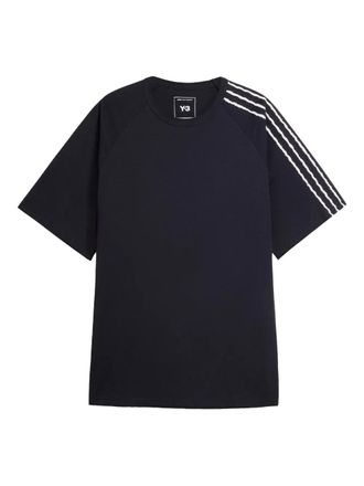 Yohji Yamamoto raw-edge 3-stripes T-shirt - Nero