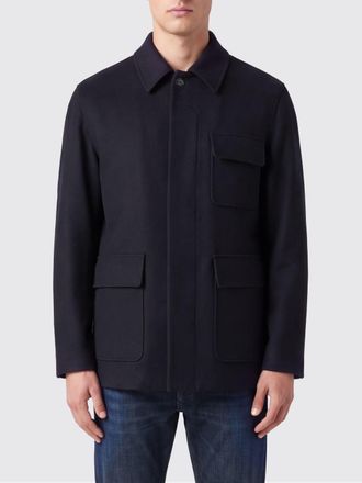 Lardini Single-Breasted Virgin Wool Coat with Concealed Fastening