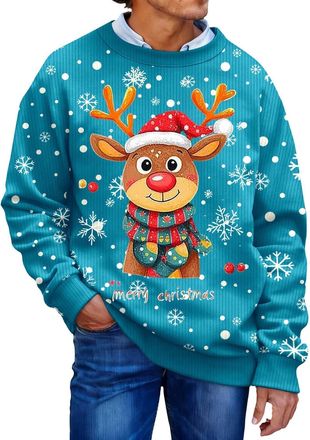 Generic Funny Christmas Sweatshirt For Men Winter Fleece Oversized Christmas Hoodies For Men Casual Xmas Printed Novelty Mens Xmas Pullover Baggy Comfortable 